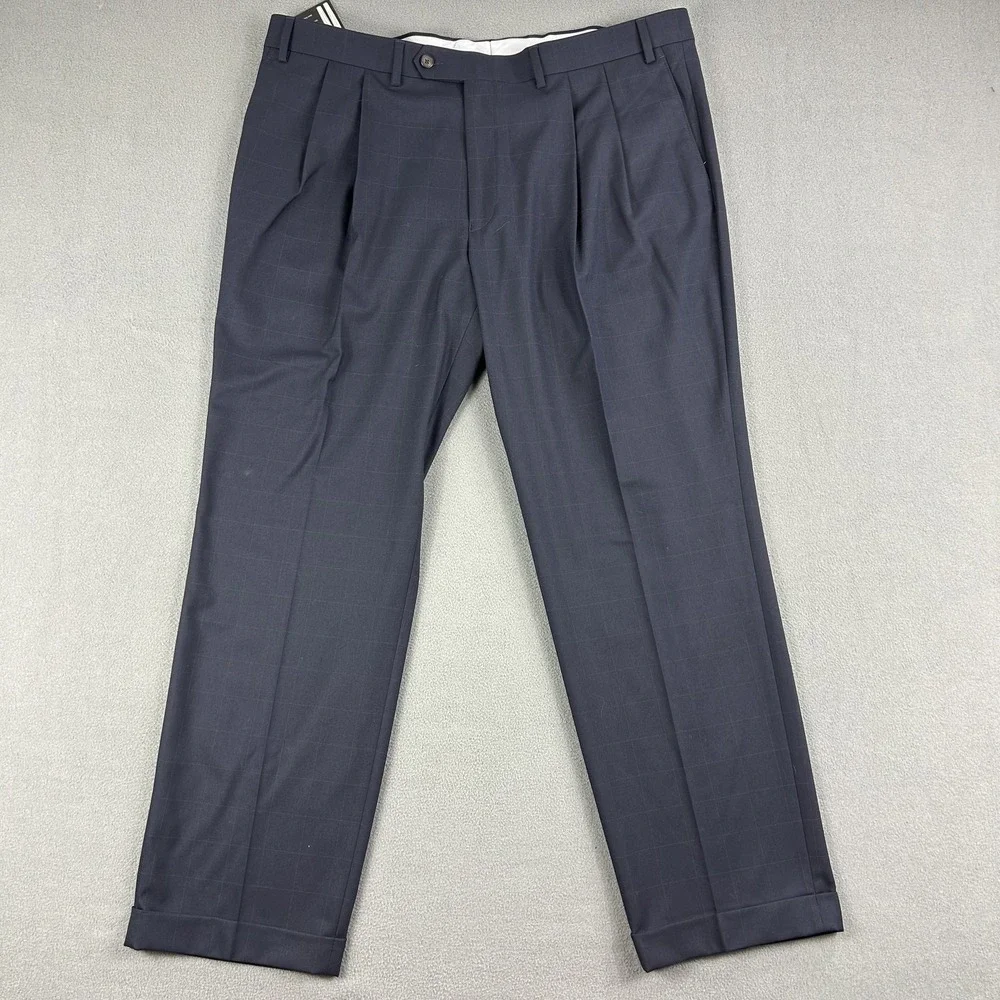 Ralph Lauren Dress Pants Mens‎ 40x30 Navy Blue Comfort Flex Performance Pleated